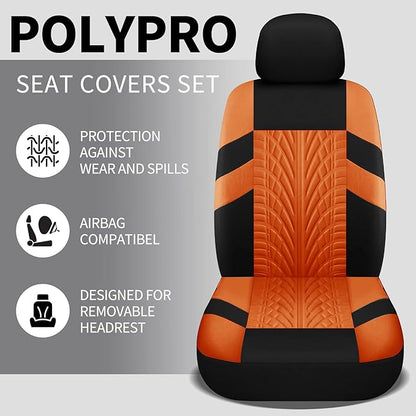 VarCozy Car Seat Covers Full Set, Front & Split Rear Bench for Car, Universal Cloth SUV, Sedan, Van, Automotive Interior Covers, Airbag Compatible