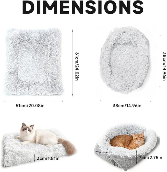 FAMILY'S BACKYARD Cat Bed for Indoor Cats,Foldable, Dual-Style Warm Pet Bed, Suitable for Individual Cats and Small Dogs.Dog beds for Small Dogs，Size:23.62 * 19.69 * 1.18inch.