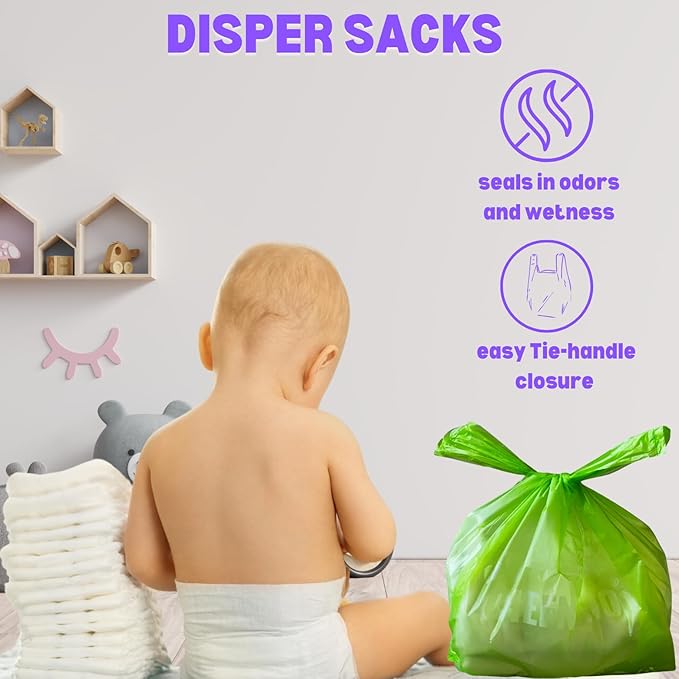 Baby Diaper Bag Disposable Biodegradable Unscented Easy Tie Handles (500 Bags) Made w/EPI Additive Bulk Diaper Sacks Dog Poop Waste Bags Cat Litter Clump & Poop Bags Sanitary Pad Waste Bags (500 ct.)