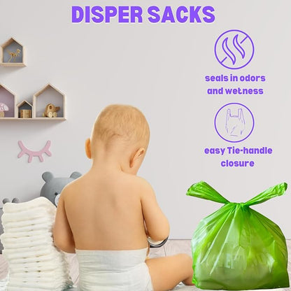 Baby Diaper Bag Disposable Biodegradable Unscented Easy Tie Handles (500 Bags) Made w/EPI Additive Bulk Diaper Sacks Dog Poop Waste Bags Cat Litter Clump & Poop Bags Sanitary Pad Waste Bags (500 ct.)