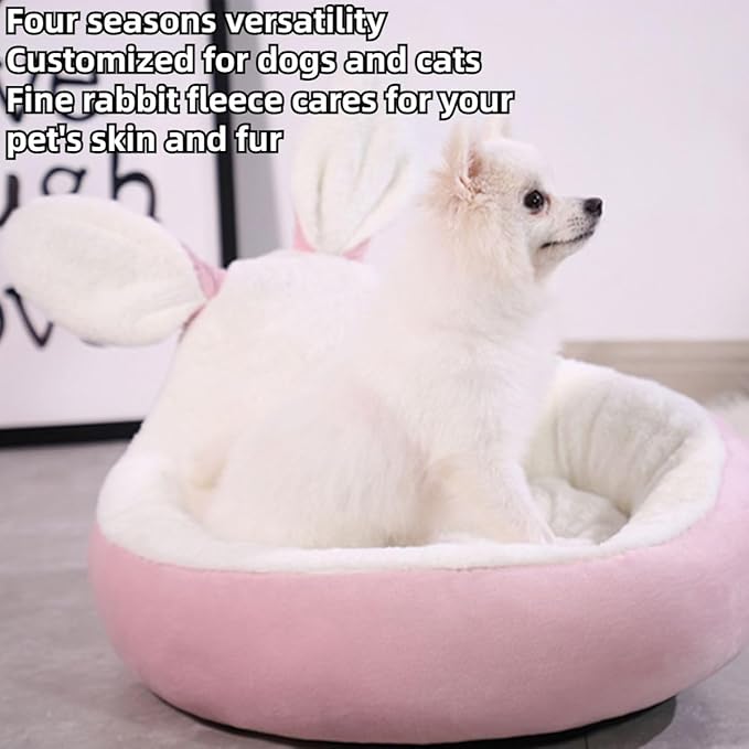 Cat Bed for Indoor Cats, Cat Litter, Dog Litter, Pet Supplies, Warm in Winter, Cute, Washable, Non-Enclosed Circular Deep Sleeping Bed Mat Dog Houses (Blue,Medium)