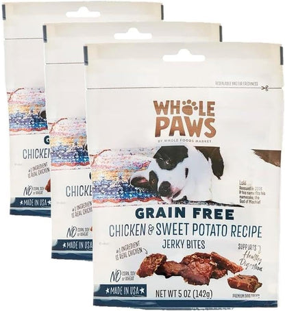 Whole Paws, Grain-Free Jerky Dog Treats, Chicken & Sweet Potato Recipe, 5 Ounce (Pack of 3)