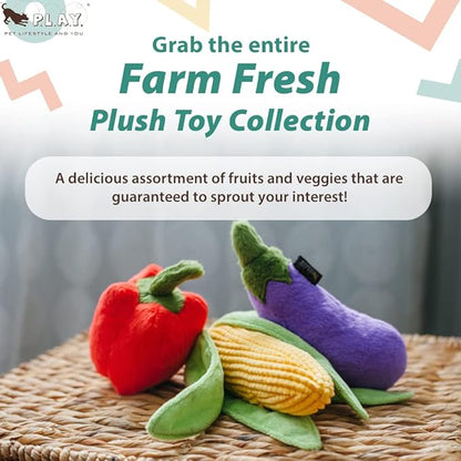 P.L.A.Y. Cute Plush Dog Toys - Vegetable Themed Durable Squeaker Crinkle Plush Chew Toy, Great for Puppies & Small, Medium, Large Dogs - Machine Washable, Recycled Materials (Farm Fresh Corn)