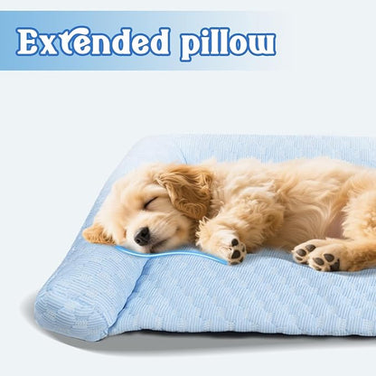 Cooling Mat - Thicken Portable & Foldable Mat for Small Cats/Kitten, Non-Slip & Machine Washable, Ideal for Carriers, Beds & Indoor Comfort (Blue, S 19.6''*11.8'')