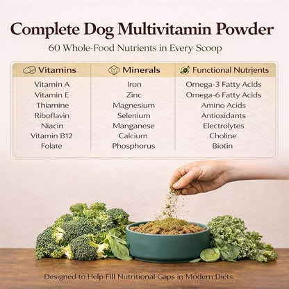 Natural Dog Company Super Greens Food Topper for Dogs, 8oz – Multivitamin & Superfood Powder – Immune, Digestive & Skin & Coat Support – No Fillers or Artificial Preservatives – All Life Stages