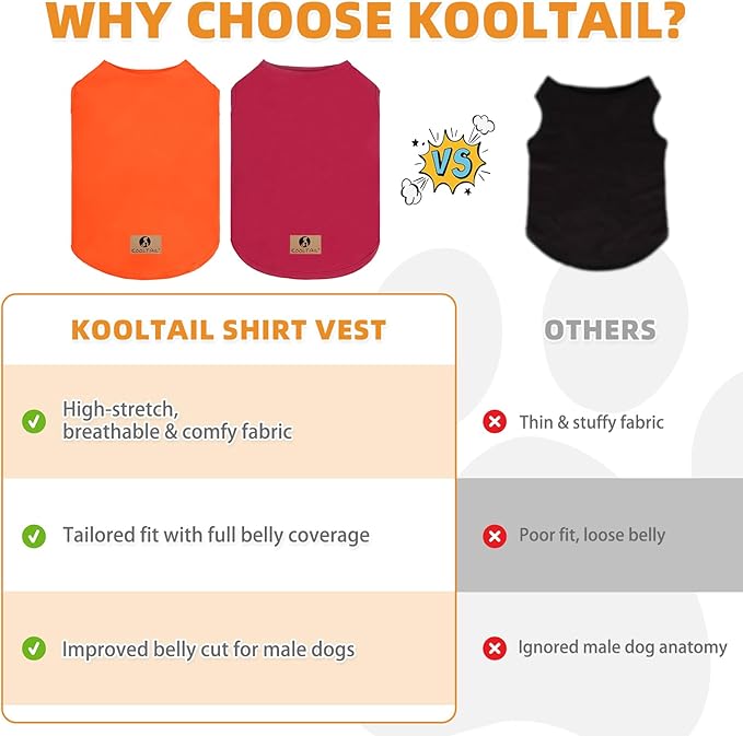 KOOLTAIL Christmas Dog Clothes Shirt for Large Dogs Boys Girls, 2 Pack Cotton Winter Warm Dog T Shirts Coats, Insect Protection Anti-Hair Loss & Lightweight Pet Vest Tank Tops Apparel,Orange&Red,2XL