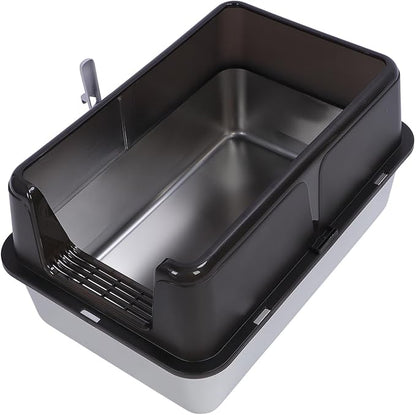 Aramox Half Clad Stainless Steel Cat Bedroom with Metal with High Metal for Cats for Animal Owners and Their Like Friends Closed. (Black)