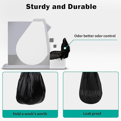 Trash Bags Compatible with Popur X5 Litter Box - with Elastic Band, Thickened Design for Popur X5 Self-Cleaning Cat Litter Box/Home Trash Bags -Black (50 Pcs)