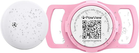 Smart Dog Tracker for Collar, for iOS & Android, Pet Location Tracker with Holder, No Monthly Fee, Real-Time Location Updates, IPX6 Waterproof, 365 Days Battery Life, GPS Dog Tracker, Pink