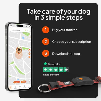 Weenect Dog XT - NEW GPS Collar for Dogs | XL Antenna | Waterproof | Ultra-Durable Integrated Julius-K9 Collar | Subscription Required