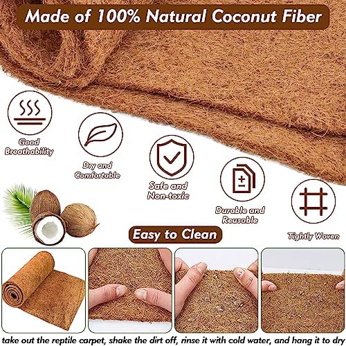 ZeeDix 3 Rolls Reptile Carpet 18x36 Inch Coconut Fiber Mat for Tank Bedding