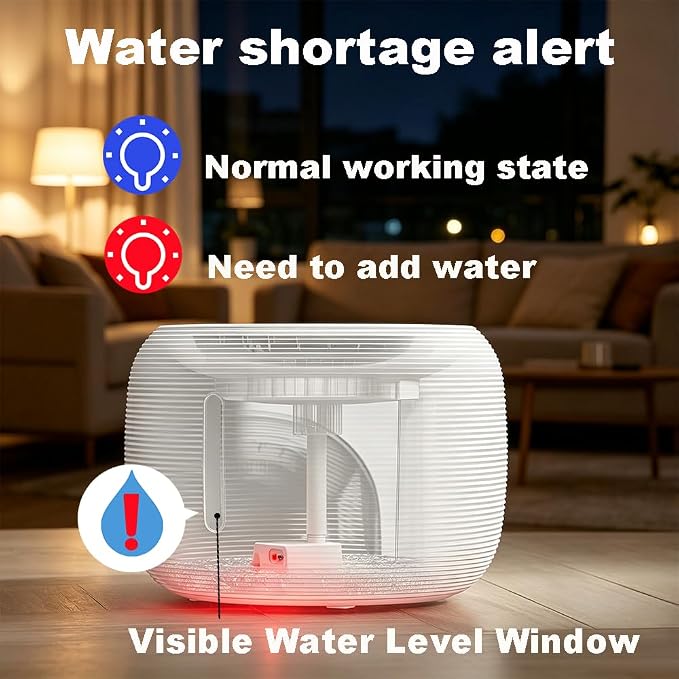 85oz/2.5L Cat Water Fountain, Automatic Pet Water Fountains for Cats Indoor | Cat Water Bowl Dispenser for Cats, with LED Light & Water Level Window - for Pets & Small Animals