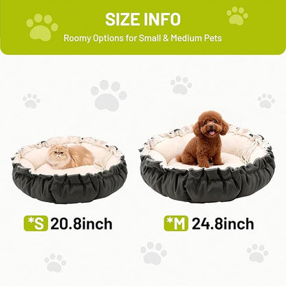 Cat Beds for Indoor Cats,Washable Round Pet Bed for Puppy and Kitty,Super Soft Durable Fabric Pet Beds, Washable Luxury Cat & Dog Bed 24.8inch