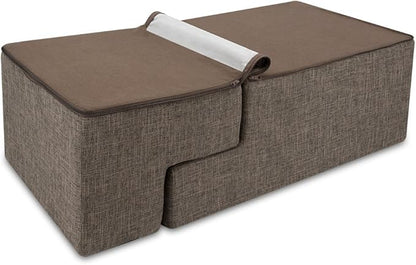 Best Pet Supplies Dog Stairs & Steps - Foam Steps for Small Dogs & Cats, Non-Slip Indoor Balanced Pet Step Support, Dog Ramp, No Assembly, Brown Linen, Foldable 4-Step (22-inch Height)