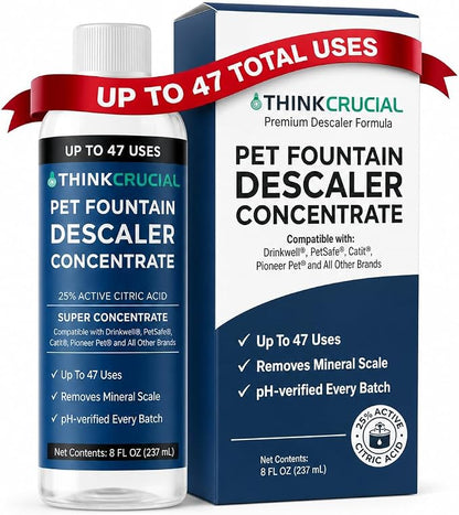 Think Crucial Pet Fountain Descaler – Drinkwell PetSafe Catit PETLIBRO – 47 Uses – 8 fl oz