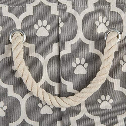 Bone Dry Pet Storage Collection Lattice Paw Print, Gray, Small Round