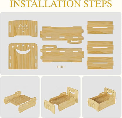 Wooden Cat Bed-Wooden Indoor Pet Bed for Cats, Dogs, Rabbits, Kittens and Small Animals Without Mattress，Easy Assembly