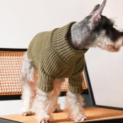 Fitwarm Thermal Knitted Dog Sweater Doggy Winter Coat Pet Clothes Doggie Turtleneck Jacket Puppy Outfits Cat Sweatsuit Sage Green XX-Large