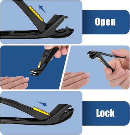 SHINLEA Nail Clippers for Seniors Thick Toenail, Professional Fingernail Toenail Clippers with Catcher, Sharp Wide Opening and Long Handle Nail Cutter for Men Women, Black