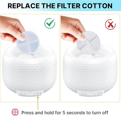 Automatic Cat Water Fountain 61oz/1.8L, Ultra Quiet Pump, BPA-Free & Detachable for Easy Cleaning, Includes 3 Replacement Filters (White, ABS)