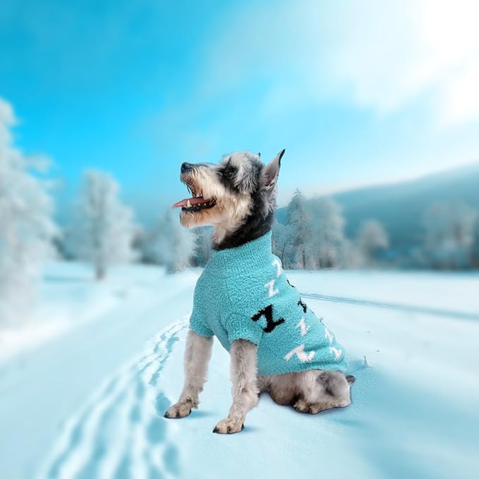 Dog Sweaters Dog Pullover Sweater Cold Weather Cable Knitwear Thick Warm Outfits for Medium or Large Dogs（Turquoise-XL