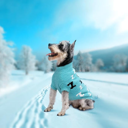 Dog Sweaters Dog Pullover Sweater Cold Weather Cable Knitwear Thick Warm Outfits for Medium or Large Dogs（Turquoise-XL