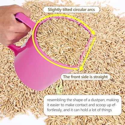 Feed Scoop - Grain Scoop for Horse,Heavy Duty Plastic Large Food Scoop for Large Dogs Livestock 1.8 Quart/7.2Cups Pink