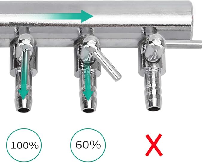 Pawfly 8-Way Aquarium Air Flow Control Lever Valve Chromium Copper Distributor Fish Tank Splitter Pump Accessories