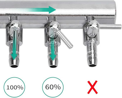 Pawfly 8-Way Aquarium Air Flow Control Lever Valve Chromium Copper Distributor Fish Tank Splitter Pump Accessories