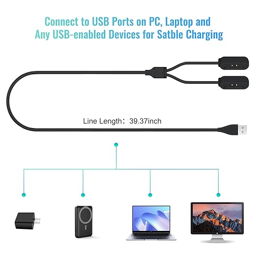 2-in-1 Portable Magnetic Quick Charge Cable | Anti-Lost Heavy-Duty | Replacement for Tractive Dog GPS Tracker | Travel-Friendly Compact USB Cord for Home & Outdoor (Black)