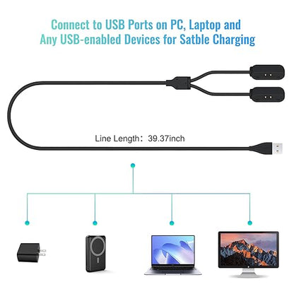2-in-1 Portable Magnetic Quick Charge Cable | Anti-Lost Heavy-Duty | Replacement for Tractive Dog GPS Tracker | Travel-Friendly Compact USB Cord for Home & Outdoor (Black)