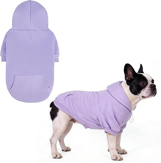 KOOLTAIL Dog Hoodie for Large Medium Small Dogs,Soft&Warm Pet Sweater with Leash Hole and Pocket Boy Girl, Puppy Fall Winter Jacket Clothes,French Pitbull Cold Weather Coat Sweatshirt,Lavender M