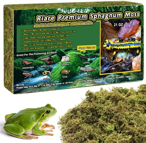 Riare 1.3lb Natural Sphagnum Moss for Reptiles, Terrarium Substrate Bedding