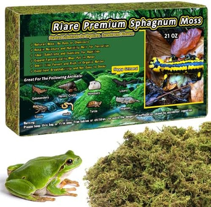 Riare 1.3lb Natural Sphagnum Moss for Reptiles, Terrarium Substrate Bedding
