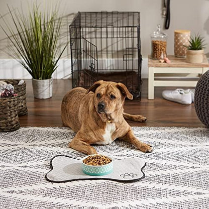 Bone Dry Lattice Collection Pet Bowl & Canister, Single Dish, Medium 6x2", Aqua
