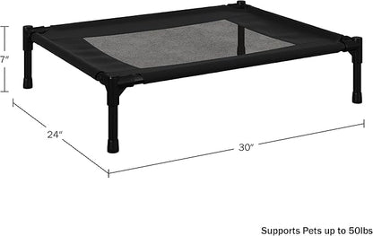 Elevated Dog Bed - 30x24-Inch Portable Pet Bed with Non-Slip Feet - Indoor/Outdoor Dog Cot or Puppy Bed for Pets up to 50lbs by PETMAKER (Black)