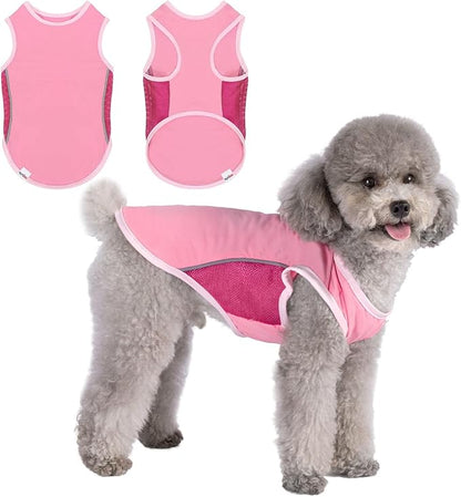 UPF 50+ Sun Protection Sleeveless Dog Shirt for Small Medium Dogs - Breathable Lightweight Sports Fan T-Shirt with Reflective Strips, UV Protective Apparel P23ST00503L