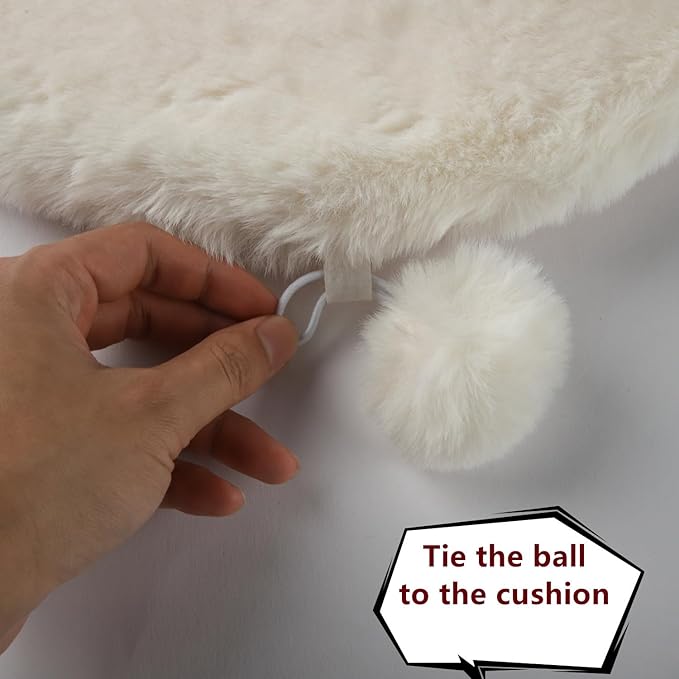 SHENGOCASE 2-Pack 12" Round Faux Rabbit Fur Cat Dog Bed Cushion Pad Mat, Cat Tree Tower Replacement Cushion Pad for Window Perch, Carrier House Cage Crate Kennel Furniture