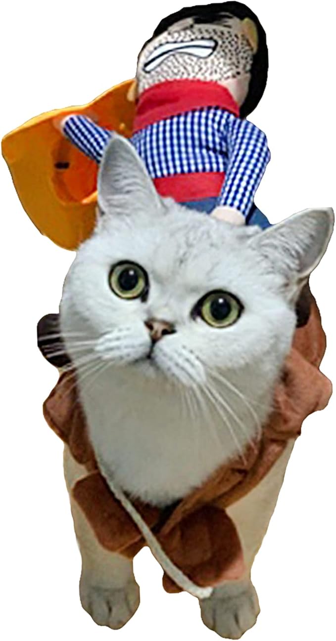 SEIS Pet Riding Costume Novelty Pet Supplies Cowboy Rider Horse Riding Designed Dog Apparel Party Dressing up Clothing Halloween (S)