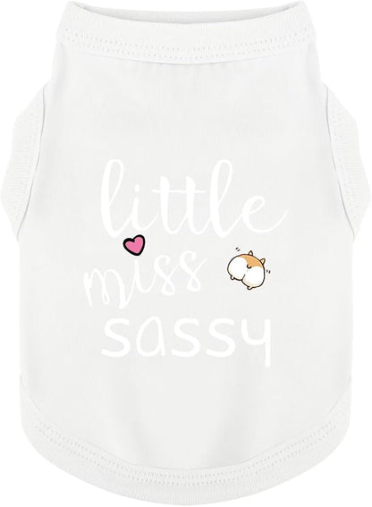 Paiaite Dog Clothes Fashionable Sleeveless Pet Vest: 'Little Miss Sassy' Printed Cotton Dog Shirt, Ideal for Small, Medium, and Large Breeds, Ensuring Comfort and Breathability White 4XL