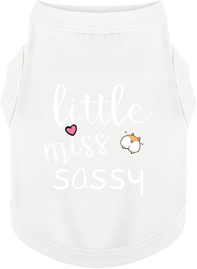 Paiaite Dog Clothes Fashionable Sleeveless Pet Vest: 'Little Miss Sassy' Printed Cotton Dog Shirt, Ideal for Small, Medium, and Large Breeds, Ensuring Comfort and Breathability White S