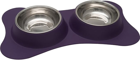 Loving Pets Bone Shaped Flex Diner for Dogs, Plum Small