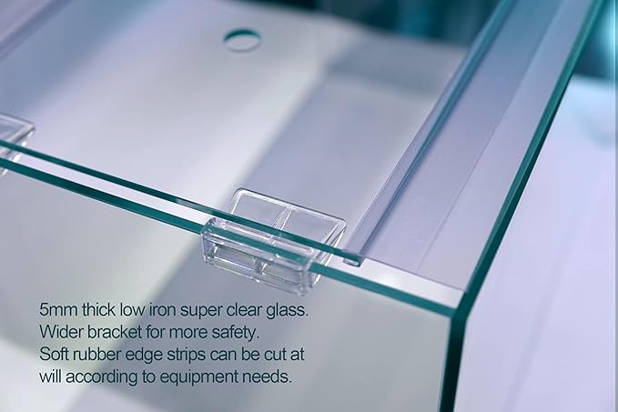 Allcolor Ultra Clear Rimless Aquarium Tank 6-60 gallons Low Iron Glass (21Gal - Top Glass Canopy)