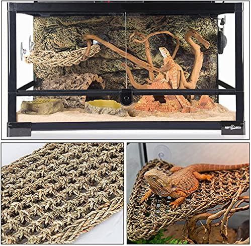 Tfwadmx 3 Pack Bearded Dragon Hammock Lizards Lounger Reptile Climbing Accessories, Natural Seagrass Fibers Hammock for Reptiles Geckos Anoles Iguanas Hermit Crabs Triangular