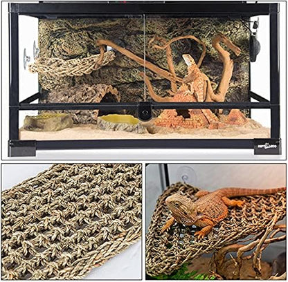 Tfwadmx 3 Pack Bearded Dragon Hammock Lizards Lounger Reptile Climbing Accessories, Natural Seagrass Fibers Hammock for Reptiles Geckos Anoles Iguanas Hermit Crabs Triangular