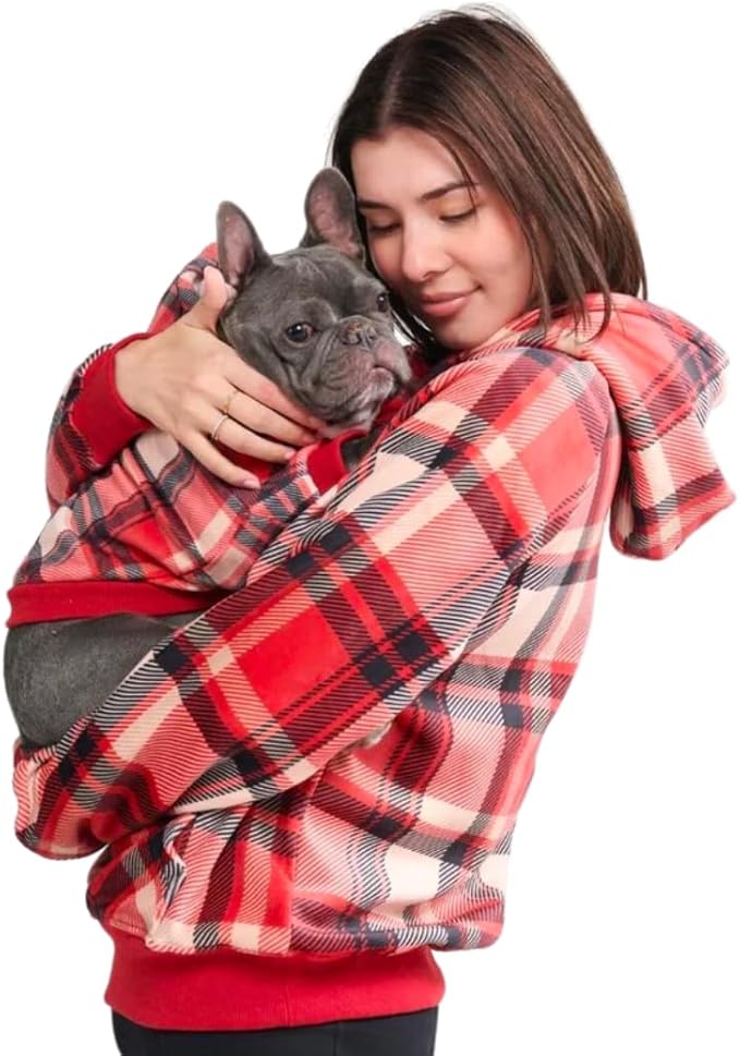 Spark Paws Human Hoodie - Premium Quality, Buttery Soft, Superior Comfort and Fit, Calming Fleece Interior, Suitable for All Styles – Red Plaid, 2XL