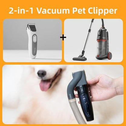 NebulaBloom 2-in-1 Pet Grooming Clipper wtih Vacuum Connector, Professional Hair Trimmer with Vacuum Collection System, 2-Speed Quiet Dog Grooming Kit,Cordless Trimmer Shaver for Dogs and Cats