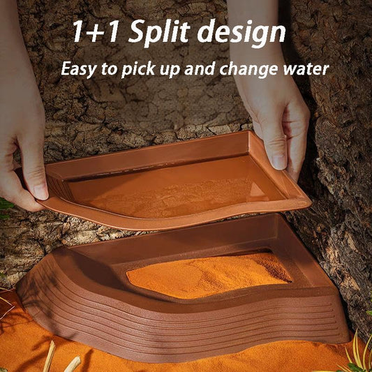 3PCS Tortoise Water Bowls with Ramp Leaf Tortoise Food Dish Reptile Food Water Bowls Reptile Bathing Pool Aquarium Ornament for Gecko, Snake, Turtle, Bearded Dragon, Lizard (Large)