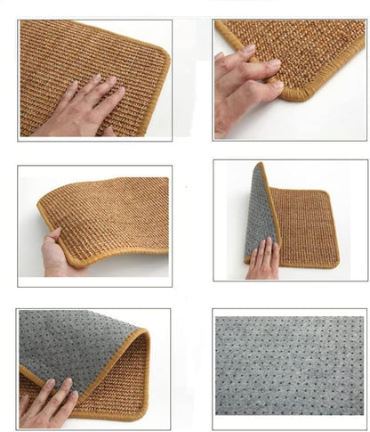 SHENGOCASE 4-Pack 12" x 12" Sisal Cat Scratching Mat Pad with Hook & Loop Tapes for Wall Couch, Window Perch, Cat Wall Furniture Shelves