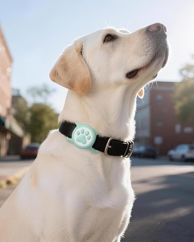 IP68 Waterproof Dog AirTag Holder for Dog Collar, Soft, Stretchy Silicone | Full-Body Protection, Easy Tool-Free Installation, Quiet, No-Dangle Fit, Lightweight, Fits Dog & Cat Collars of All Widths